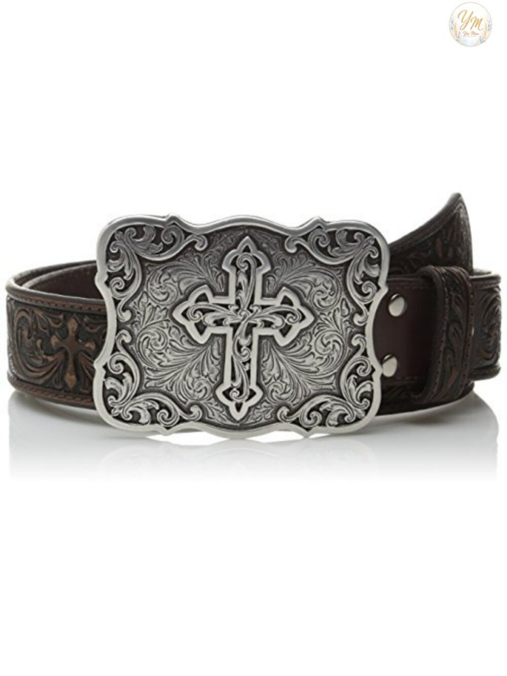 Genuine Leather Western Belt with Interchangeable Buckle